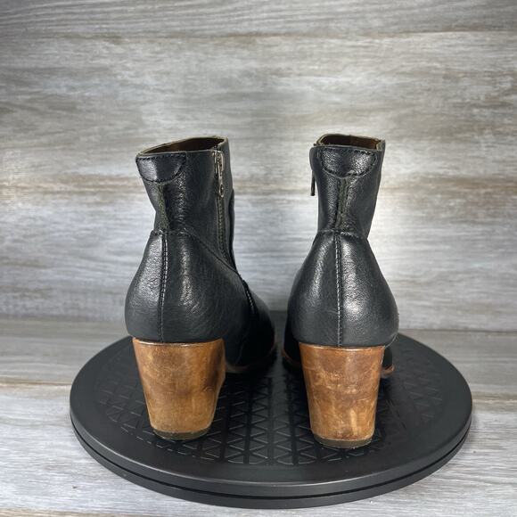 Kork-Ease Women's Michelle Black Leather Side Zip Biker Wedge Boots Size 6.5 - Picture 4 of 10